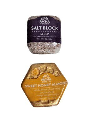 Pacha Soap Co Salt Block Sleep And Froth Bath Bomb Sweet Honey Almond